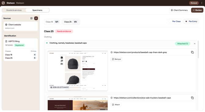 renewals - collect specimens - hc screenshot